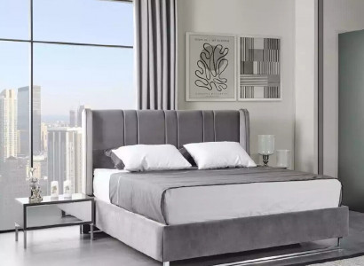 Bedroom set bed 2x nightstands wood furniture 3-piece modern design sets